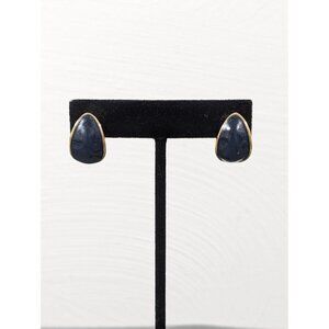 Vintage Napier Blue Enamel Teardrop Drop Earrings‎ Gold Tone Classic
